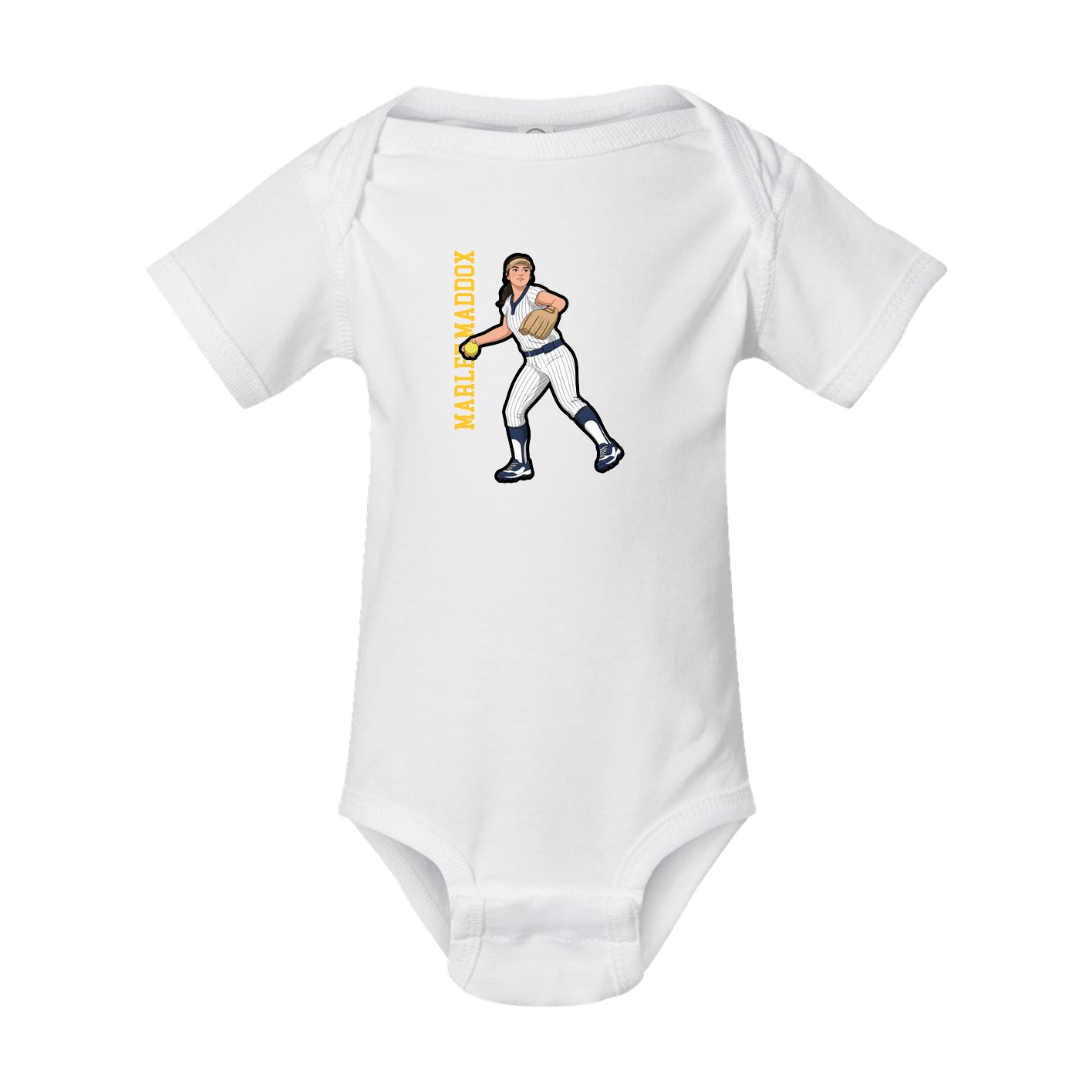 Baby Onesie — Name Vertical in White
