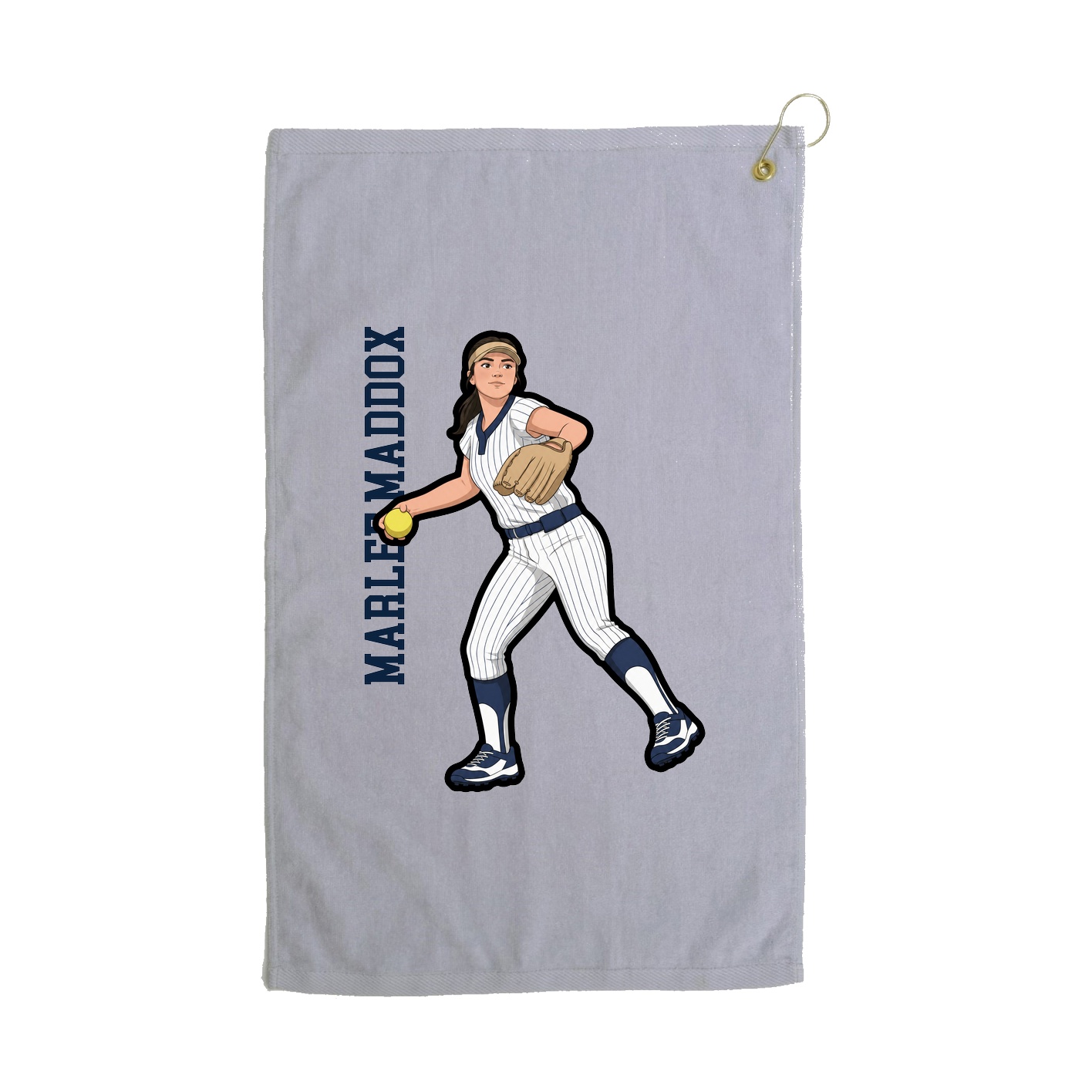 Golf Towel — Name Vertical in Grey