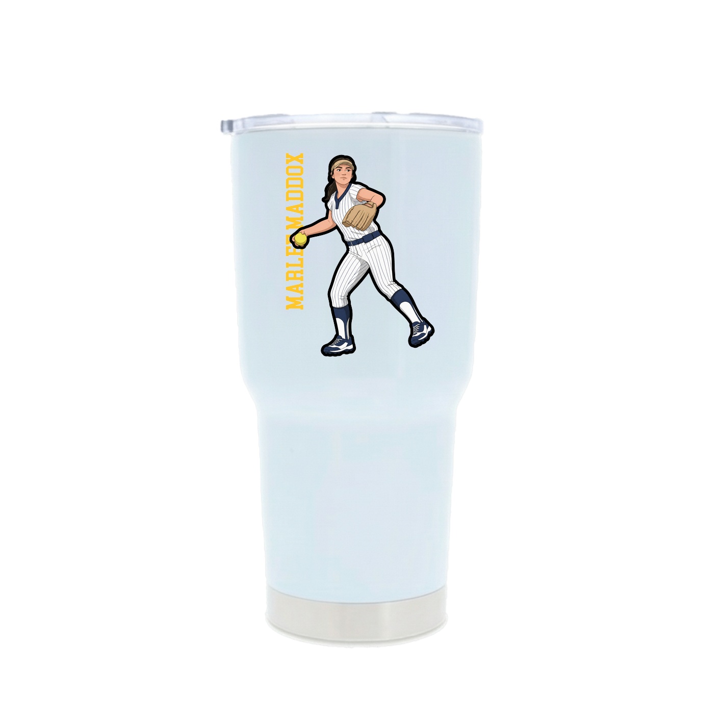 30oz Stainless Steel Tumbler — Name Vertical in White