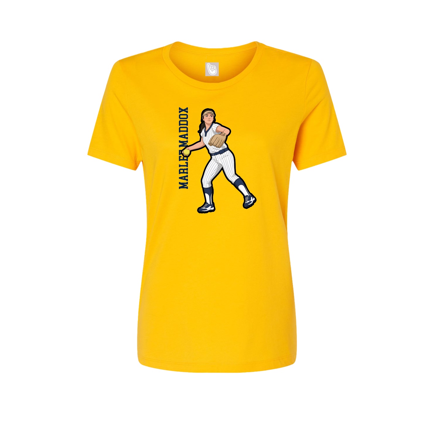 Fitted Women's Tee — Name Vertical in Gold