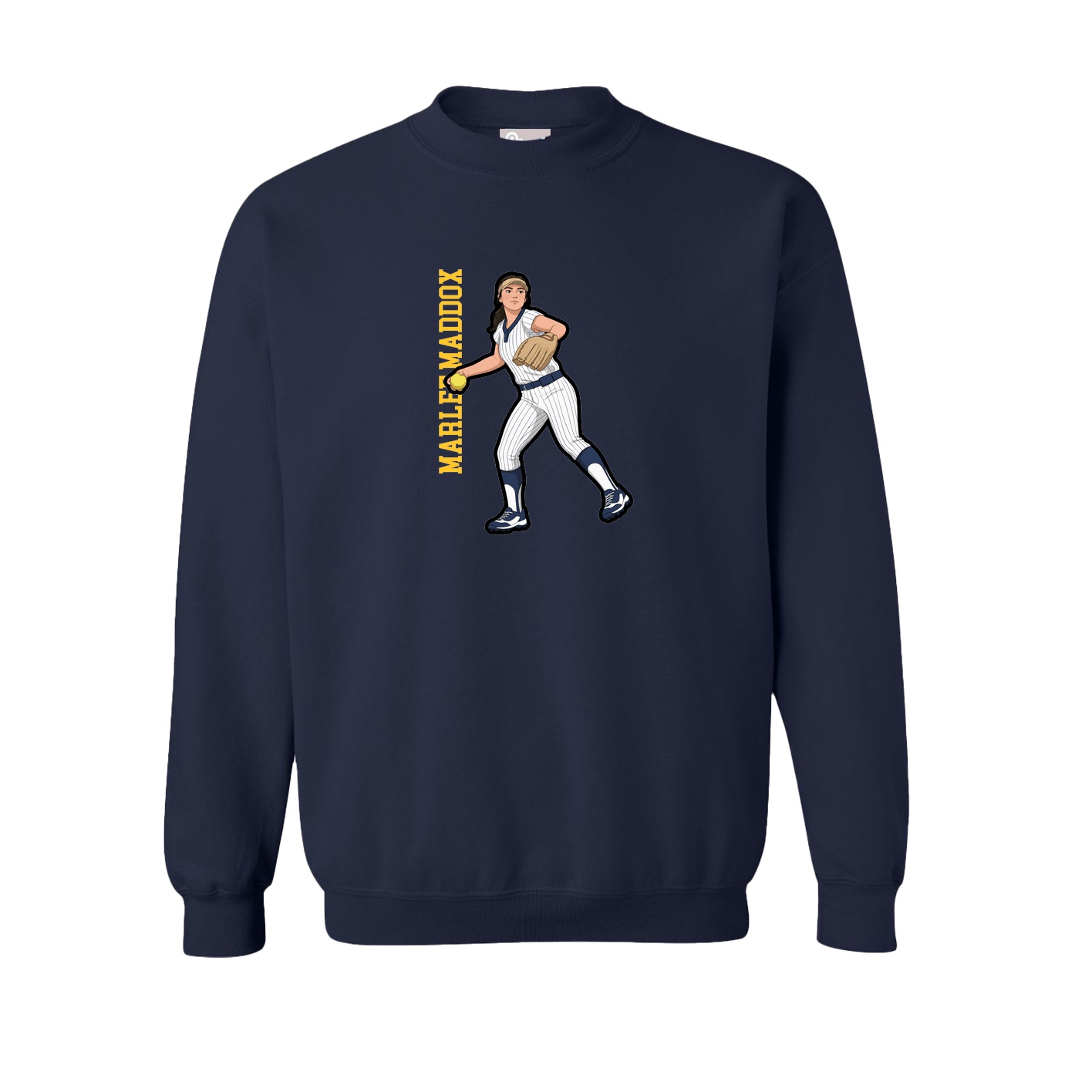 Fleece Crew — Name Vertical in Navy