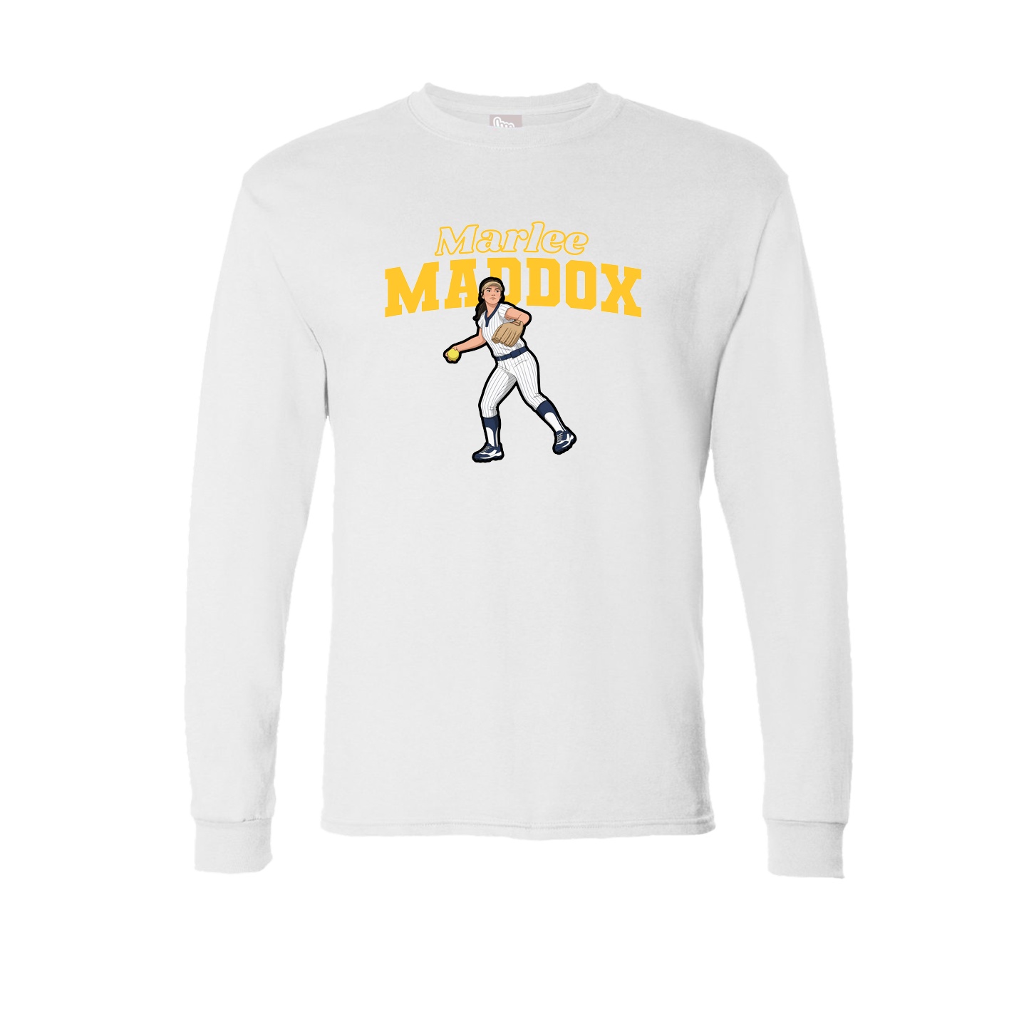 Long Sleeve Tee — Name Arch in White