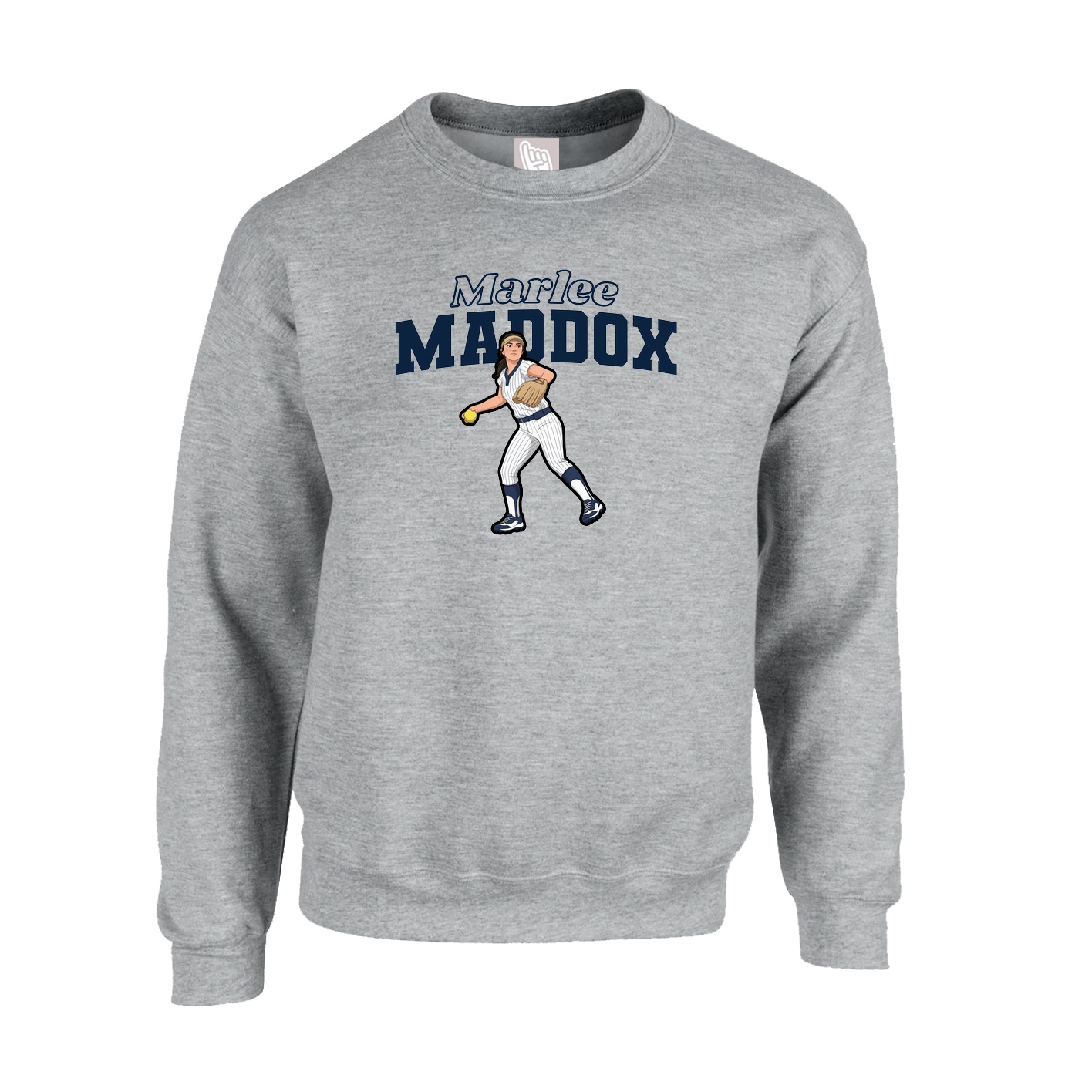 Fleece Crew — Name Arch in Grey
