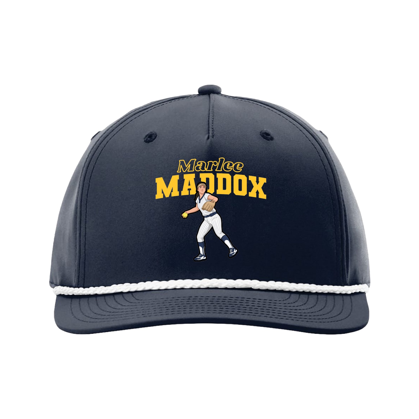 Five-Panel Classic Rope Cap — Name Arch in Navy