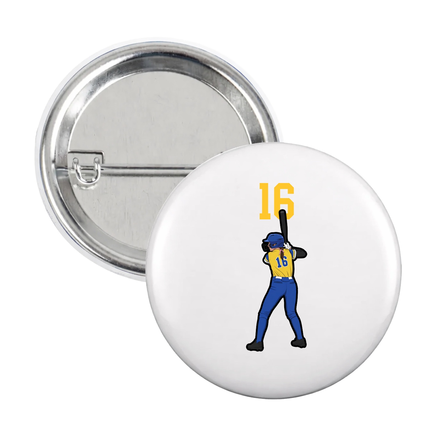 Game Day Button — Number Top in White