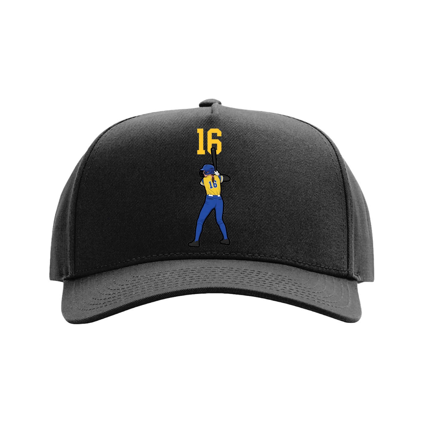 Full Fabric Five-Panel Champ Cap — Number Top in Black