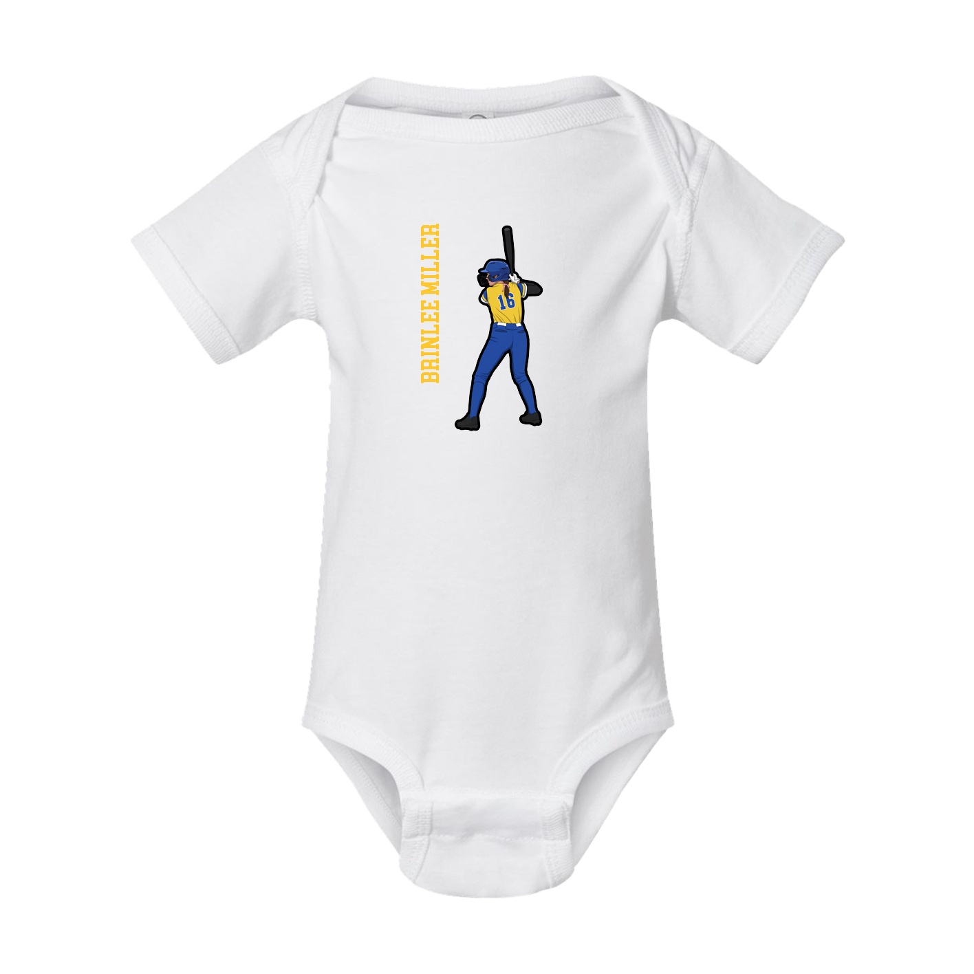 Baby Onesie — Name Vertical in White