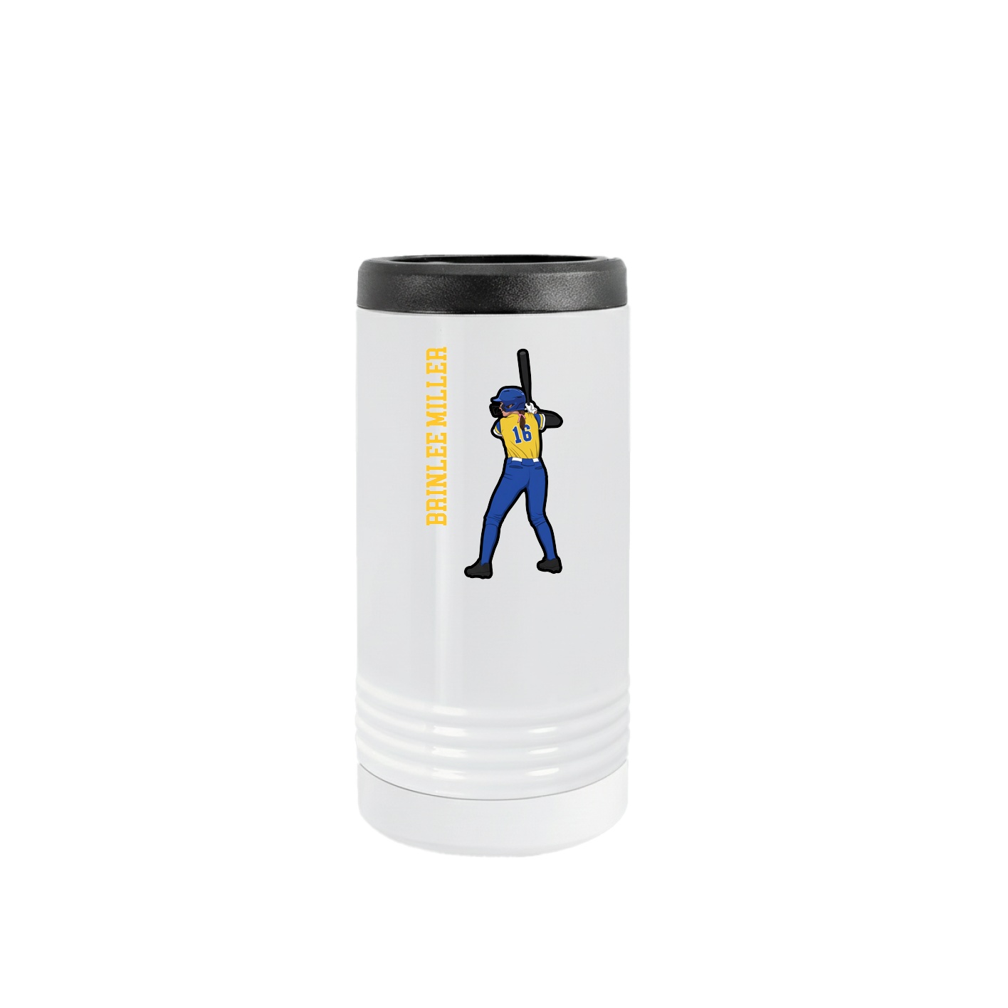 Slim Beverage Holder — Name Vertical in White