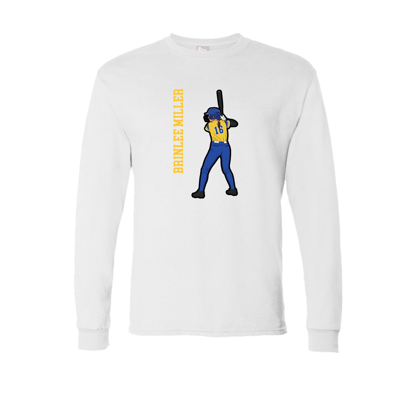 Long Sleeve Tee — Name Vertical in White