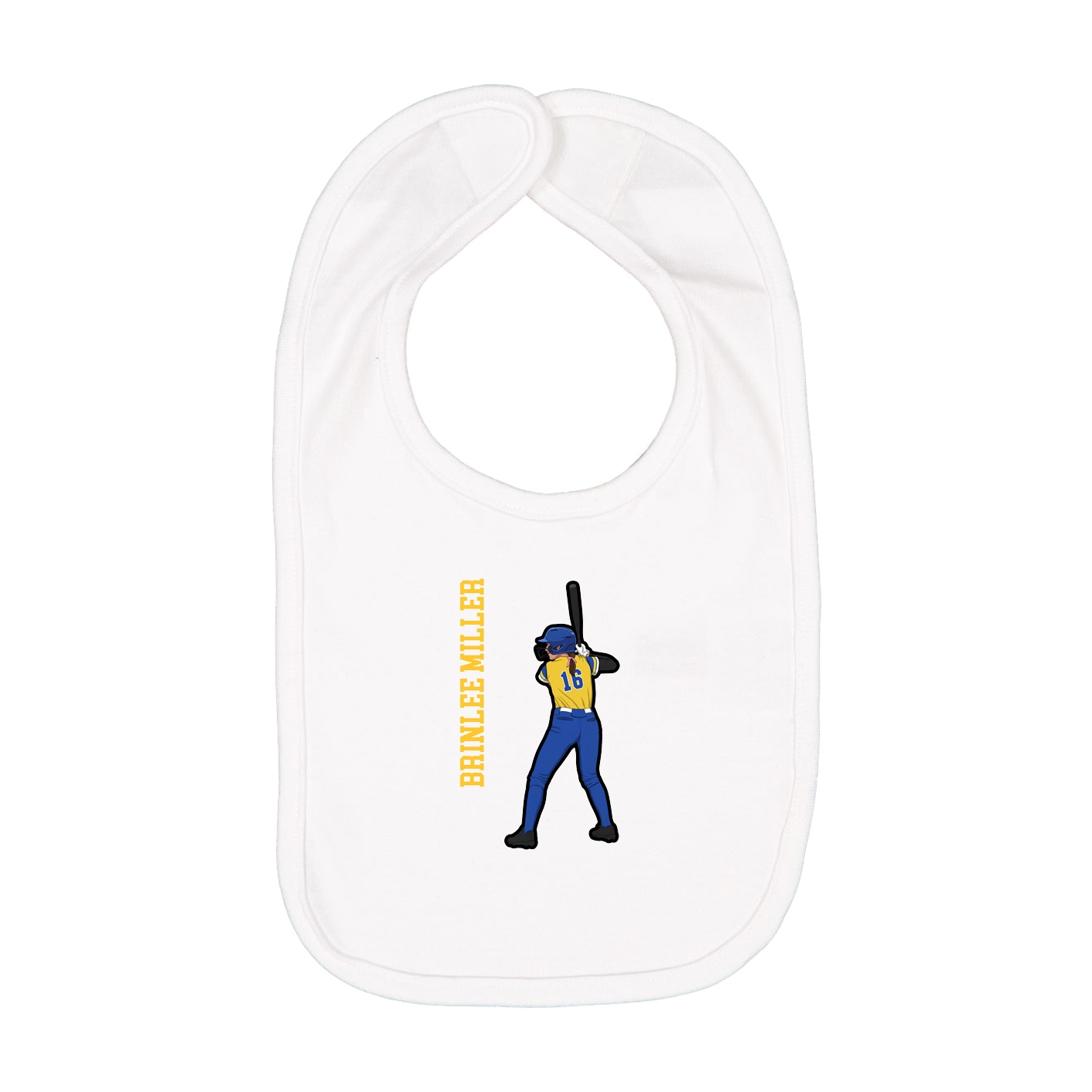 Infant Bib — Name Vertical in White