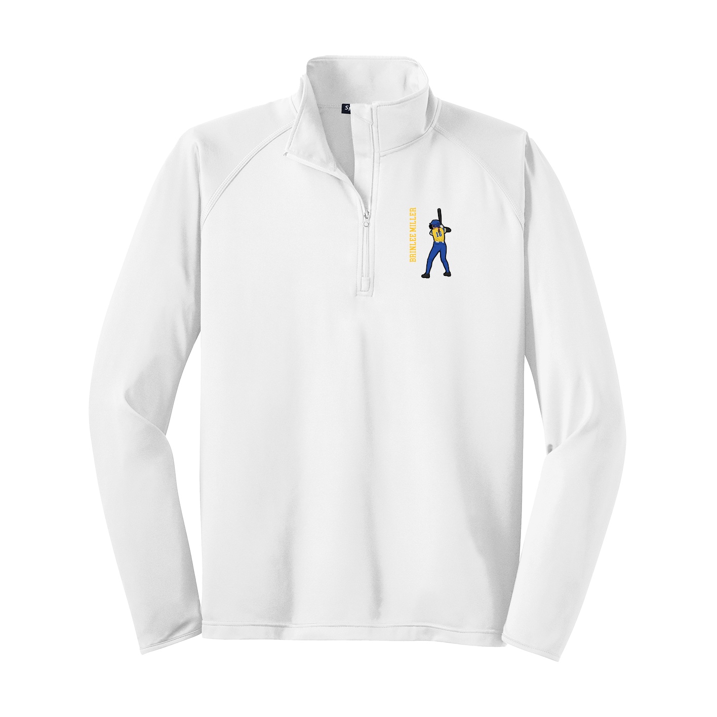 Q-Zip Pullover — Name Vertical in White