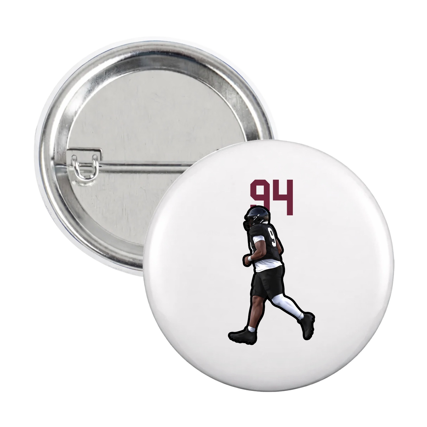 Game Day Button — Number Top in White