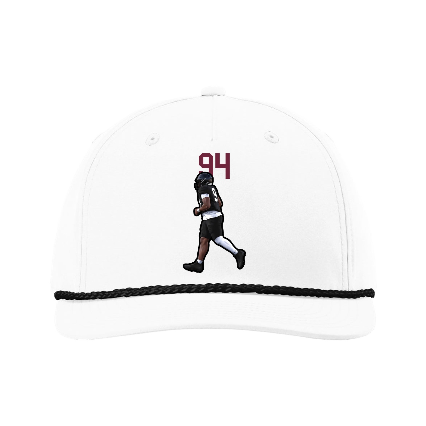 Five-Panel Classic Rope Cap — Number Top in White
