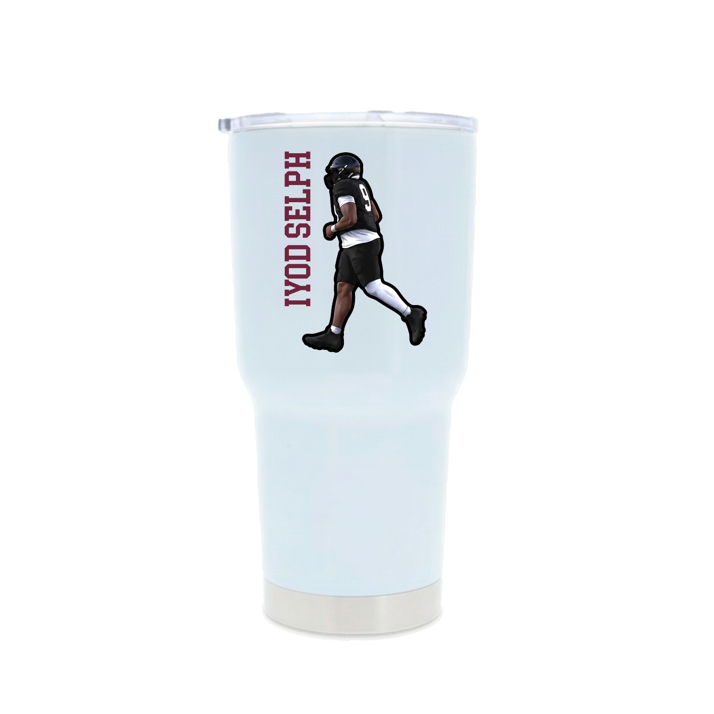 30oz Stainless Steel Tumbler — Name Vertical in White