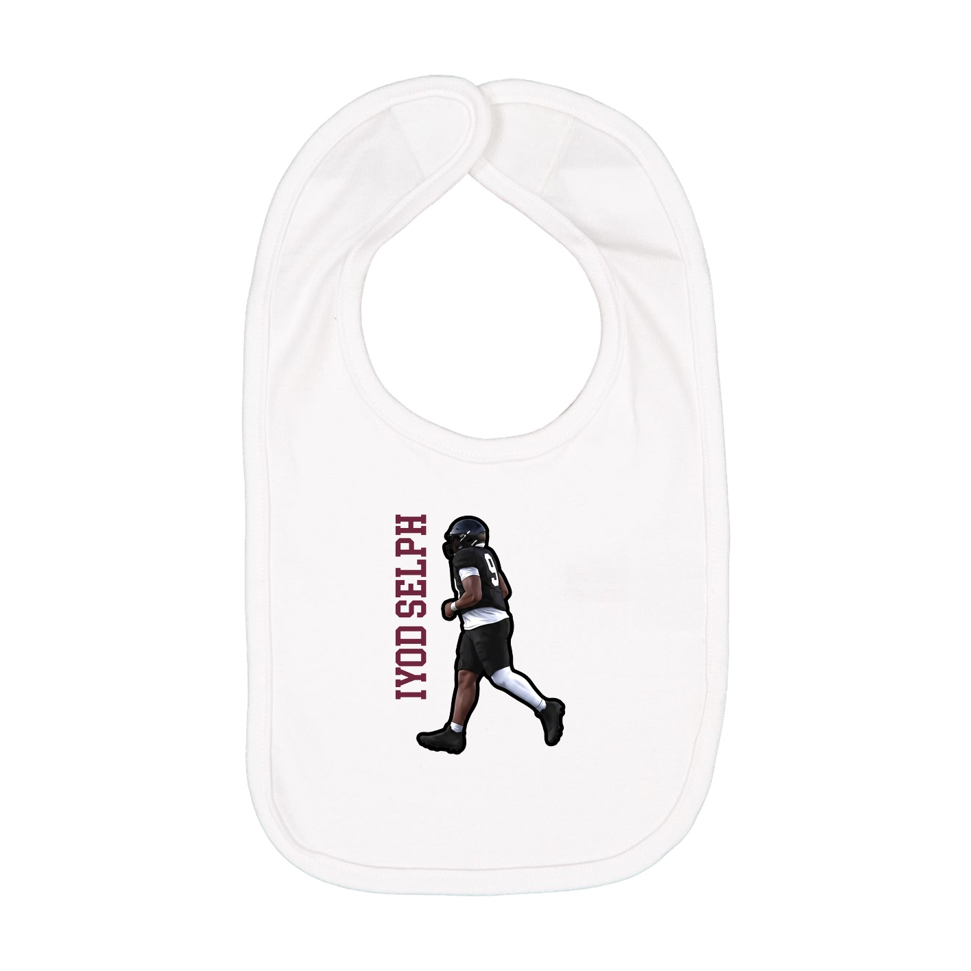 Infant Bib — Name Vertical in White