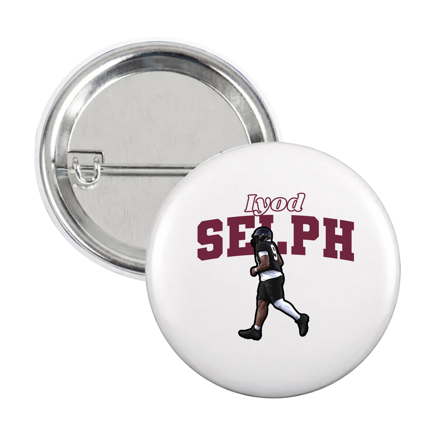 Game Day Button — Name Arch in White