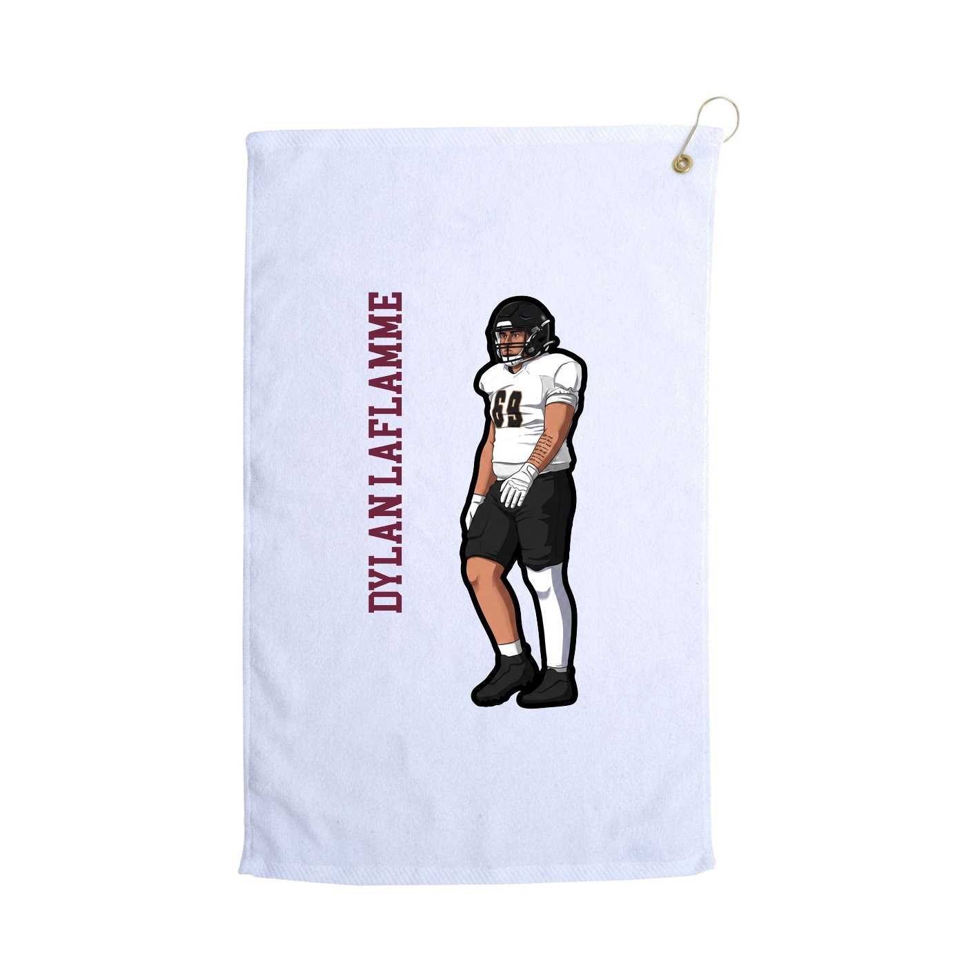 Golf Towel — Name Vertical in White