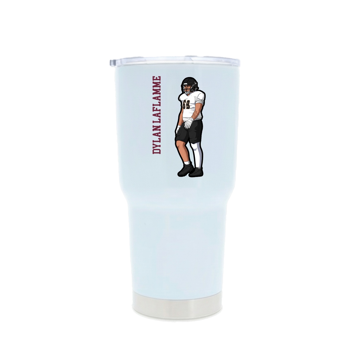 30oz Stainless Steel Tumbler — Name Vertical in White