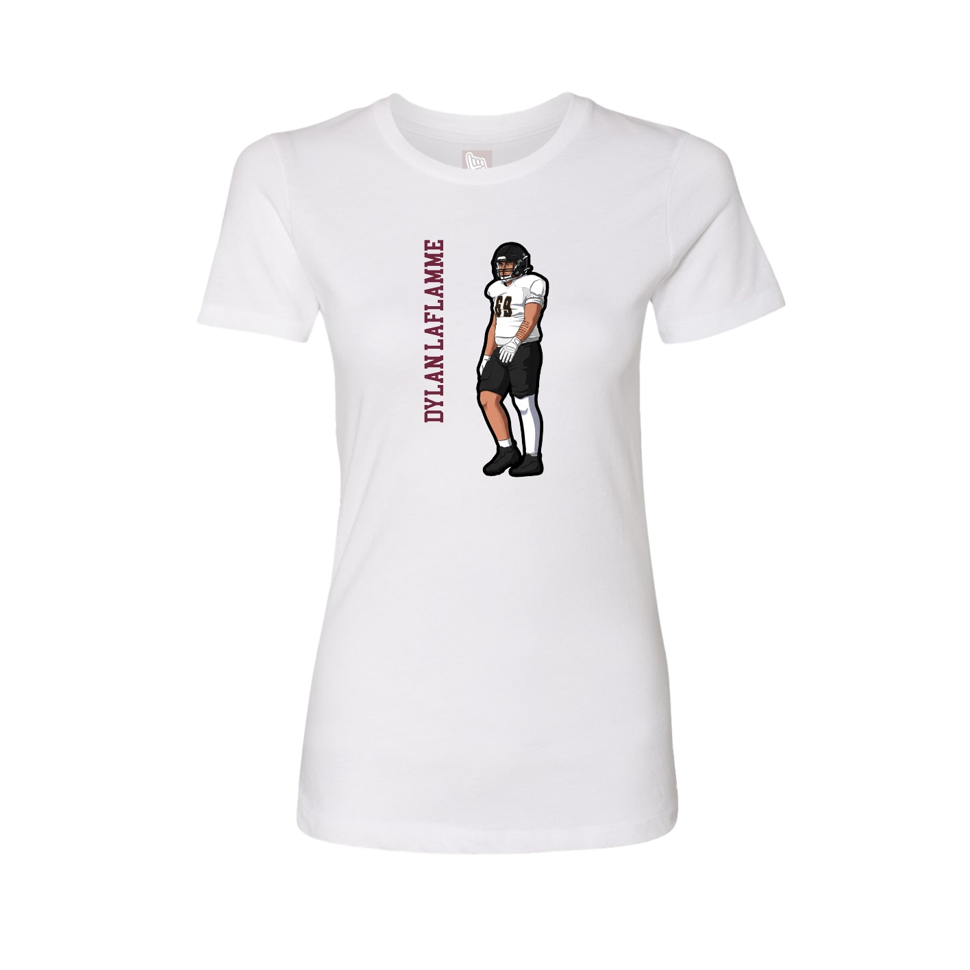 Fitted Women's Tee — Name Vertical in White