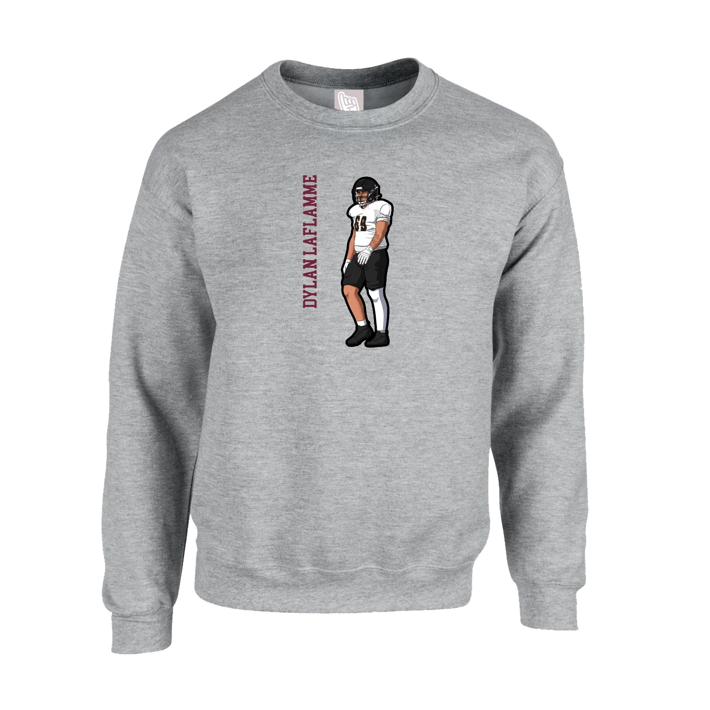 Fleece Crew — Name Vertical in Grey