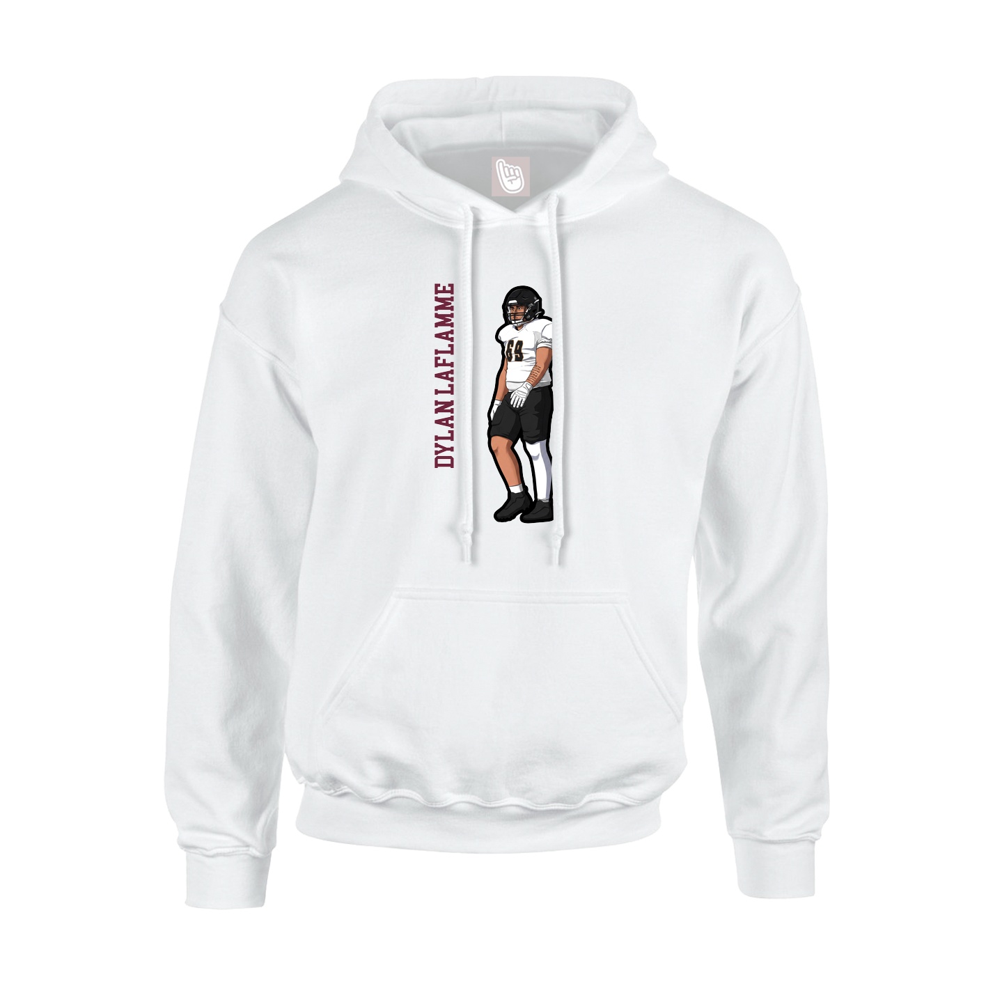 Youth Hoodie — Name Vertical in White