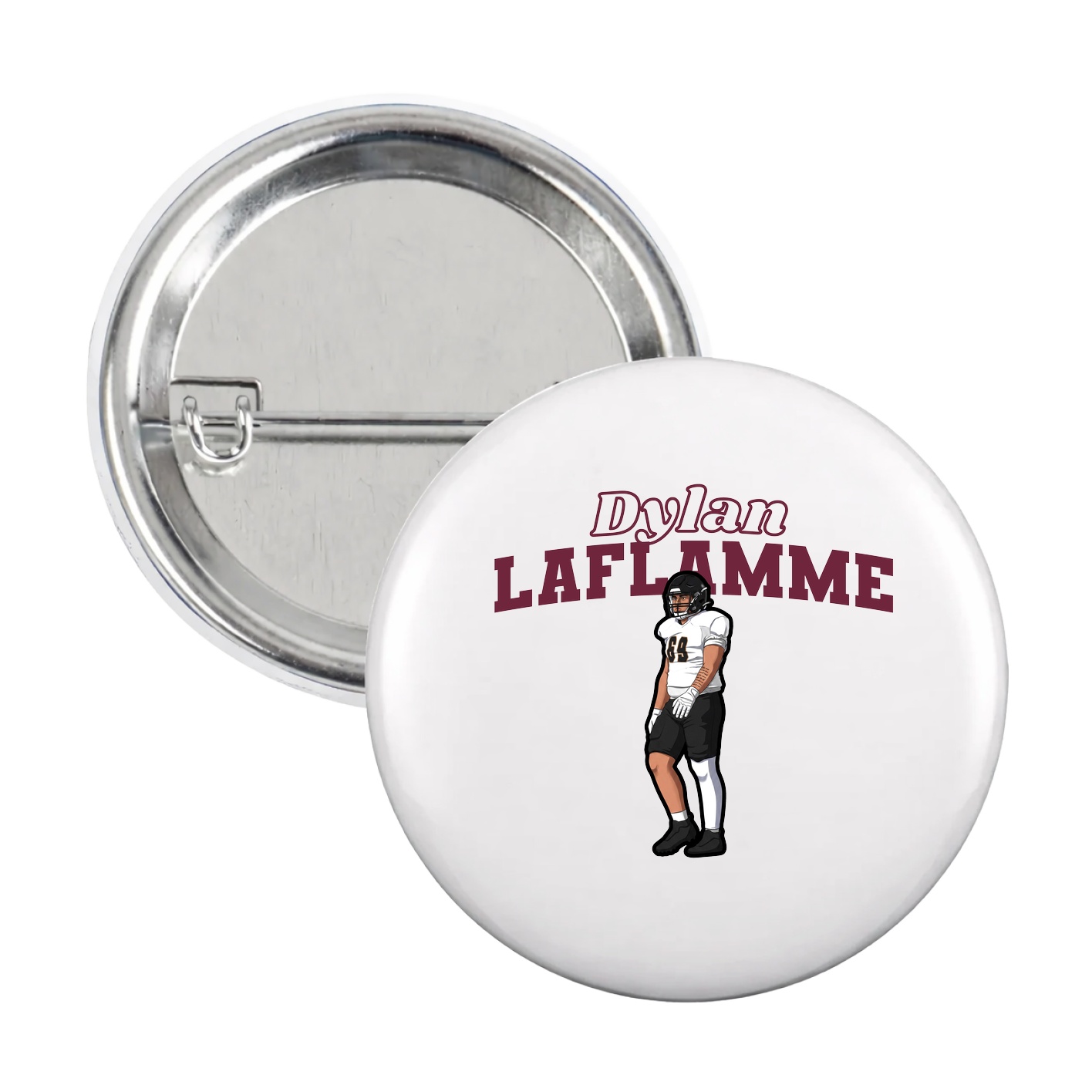 Game Day Button — Name Arch in White