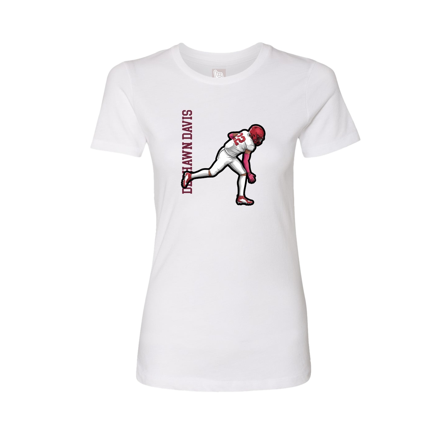 Fitted Women's Tee — Name Vertical in White