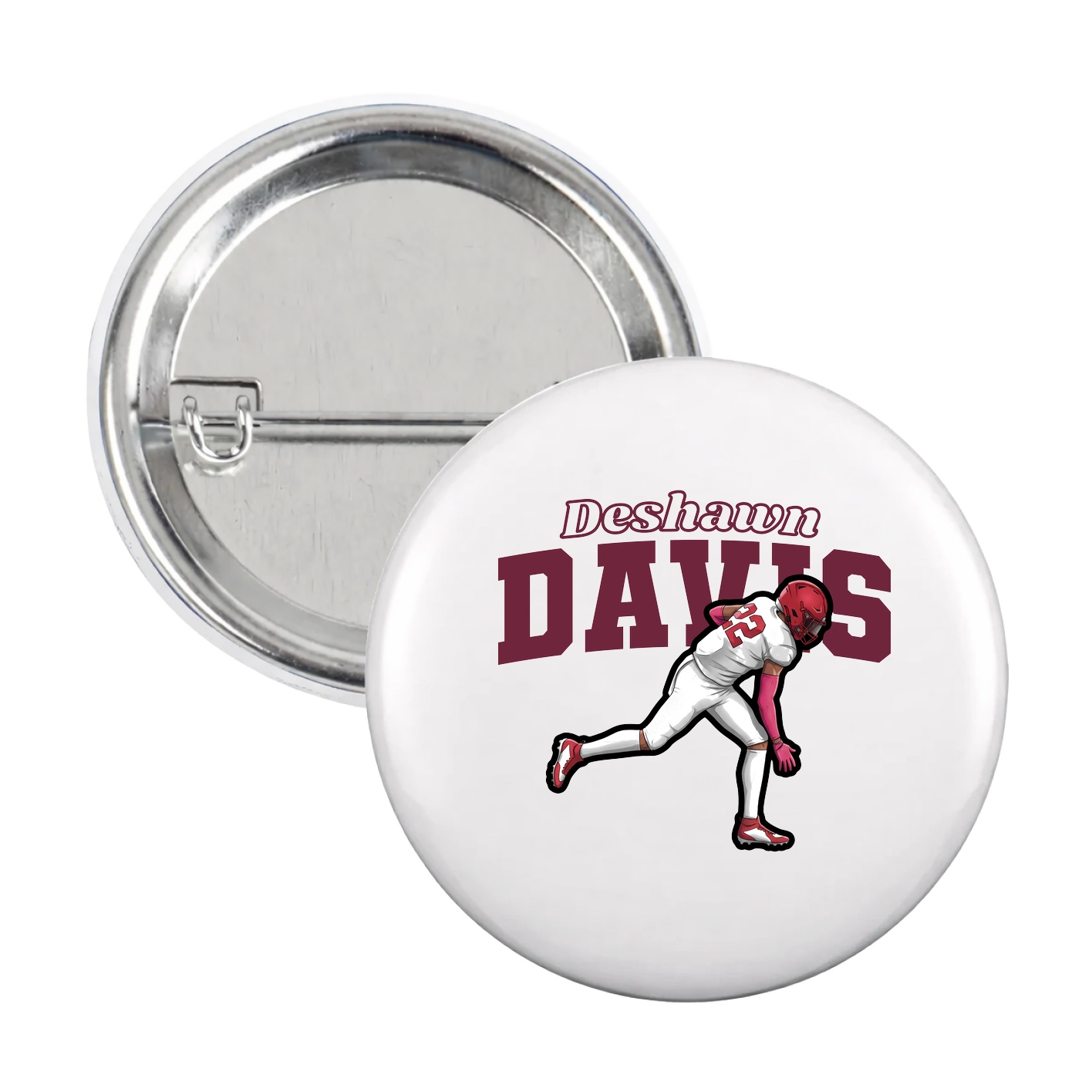 Game Day Button — Name Arch in White