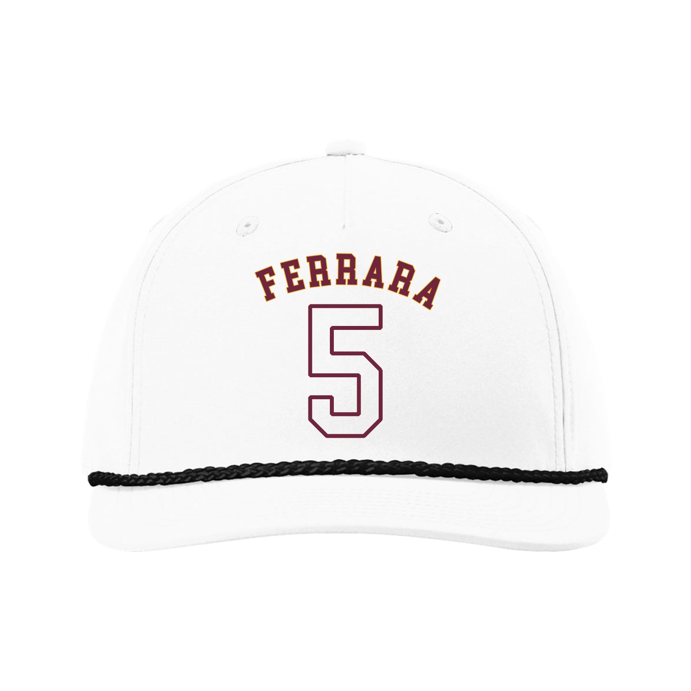 Five-Panel Classic Rope Cap — Shirsey Arch in White