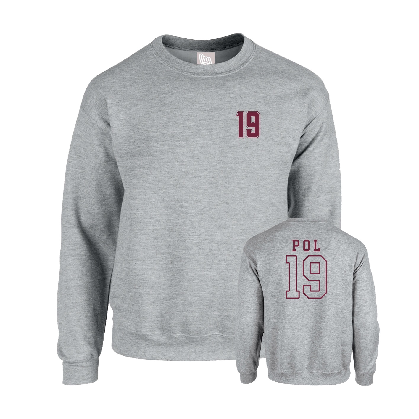Fleece Crew — Chest Back in Grey