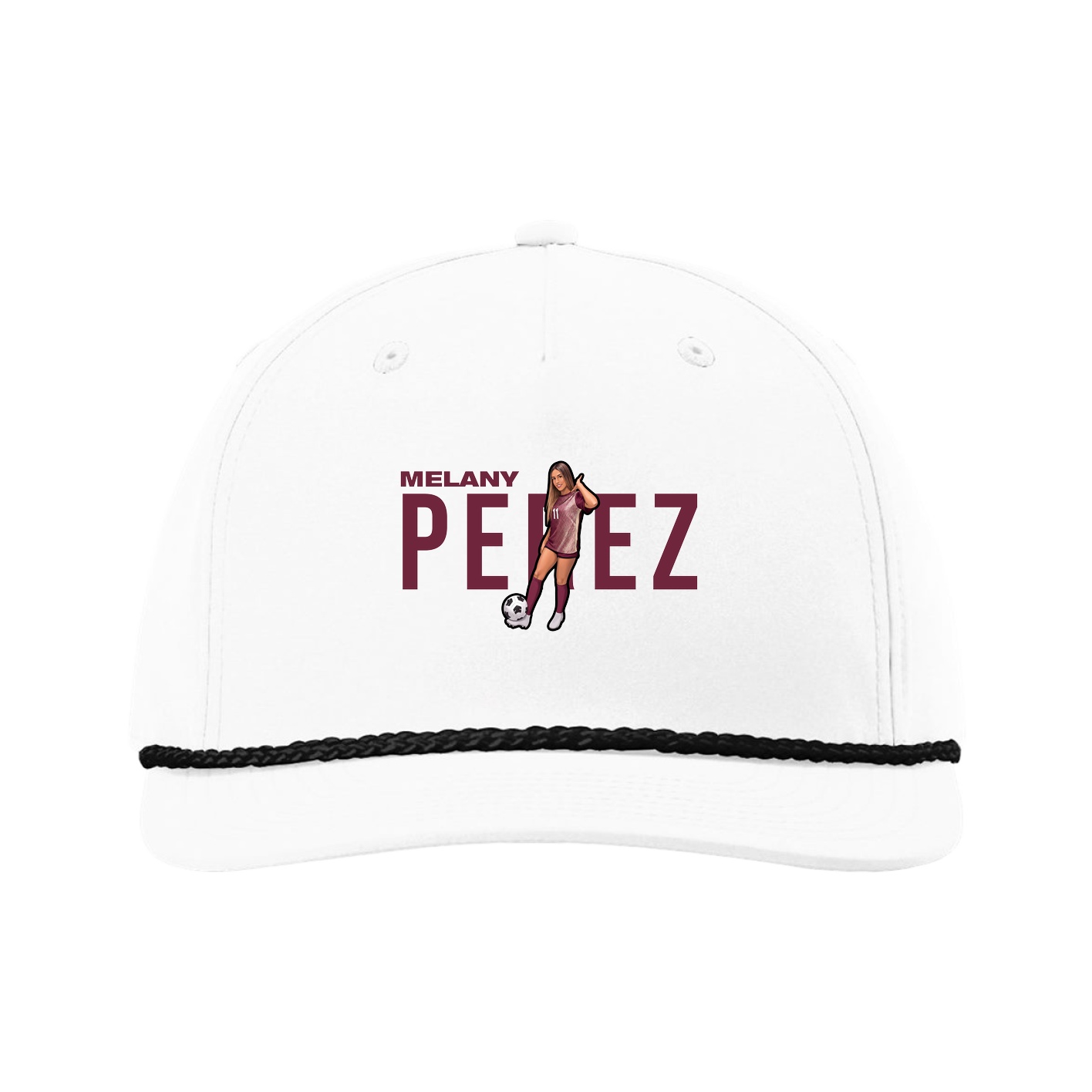 Five-Panel Classic Rope Cap — Player Name in White
