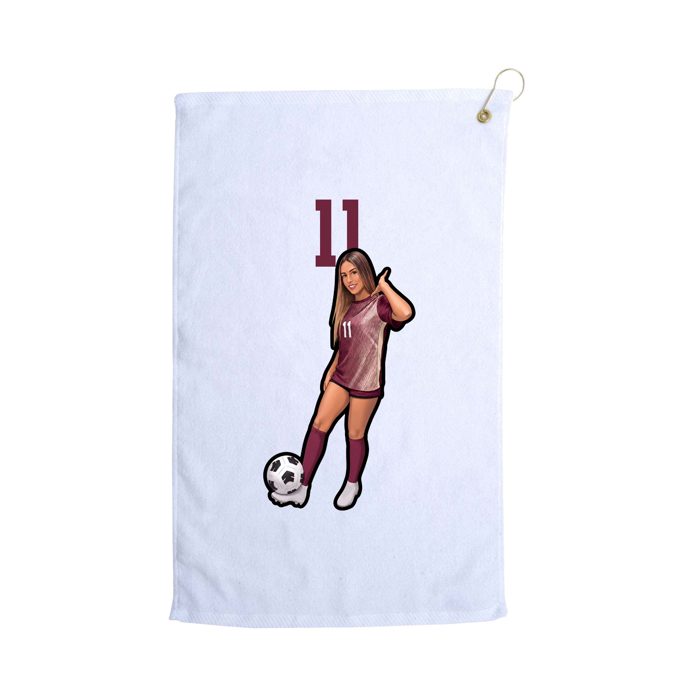 Golf Towel — Number Top in White