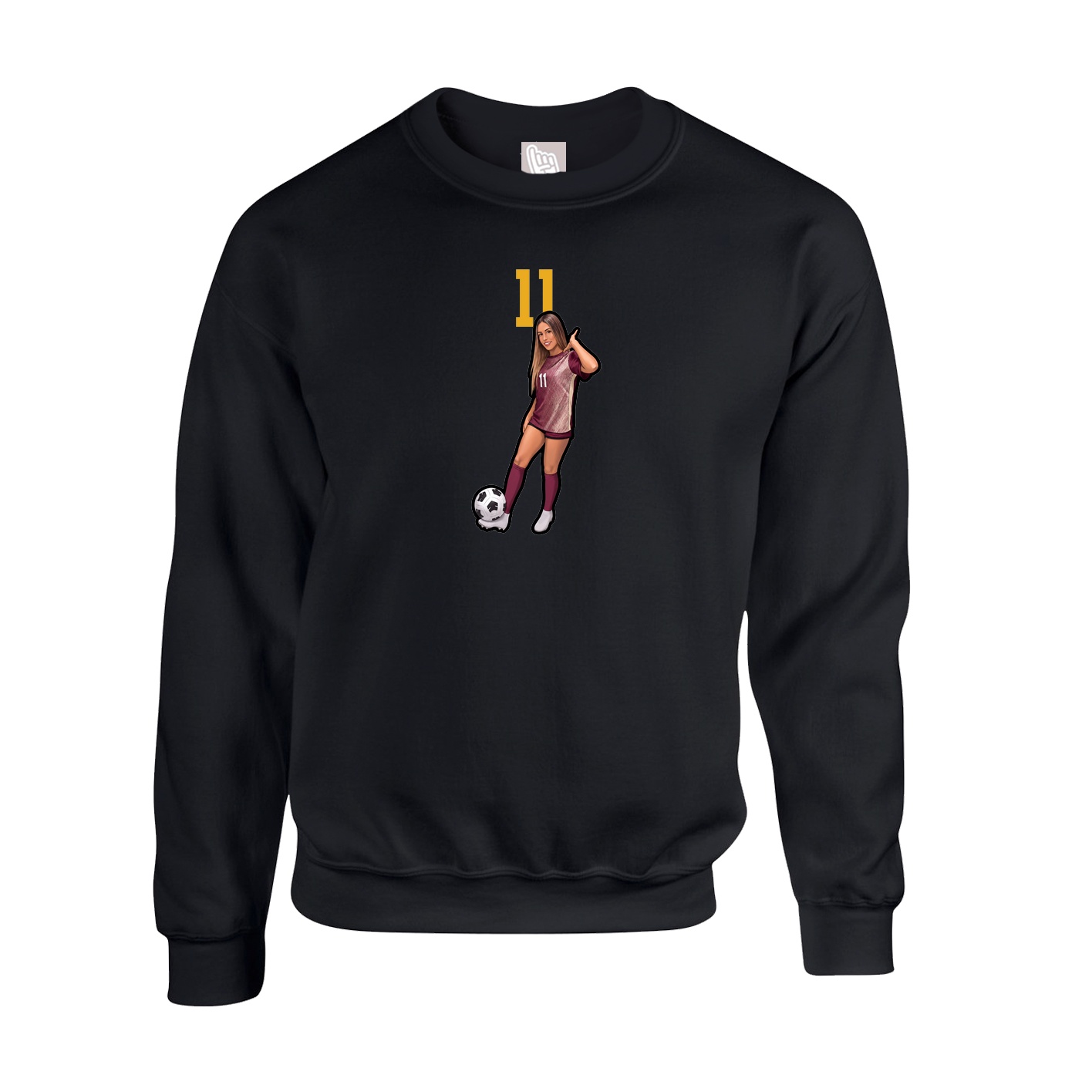 Fleece Crew — Number Top in Black