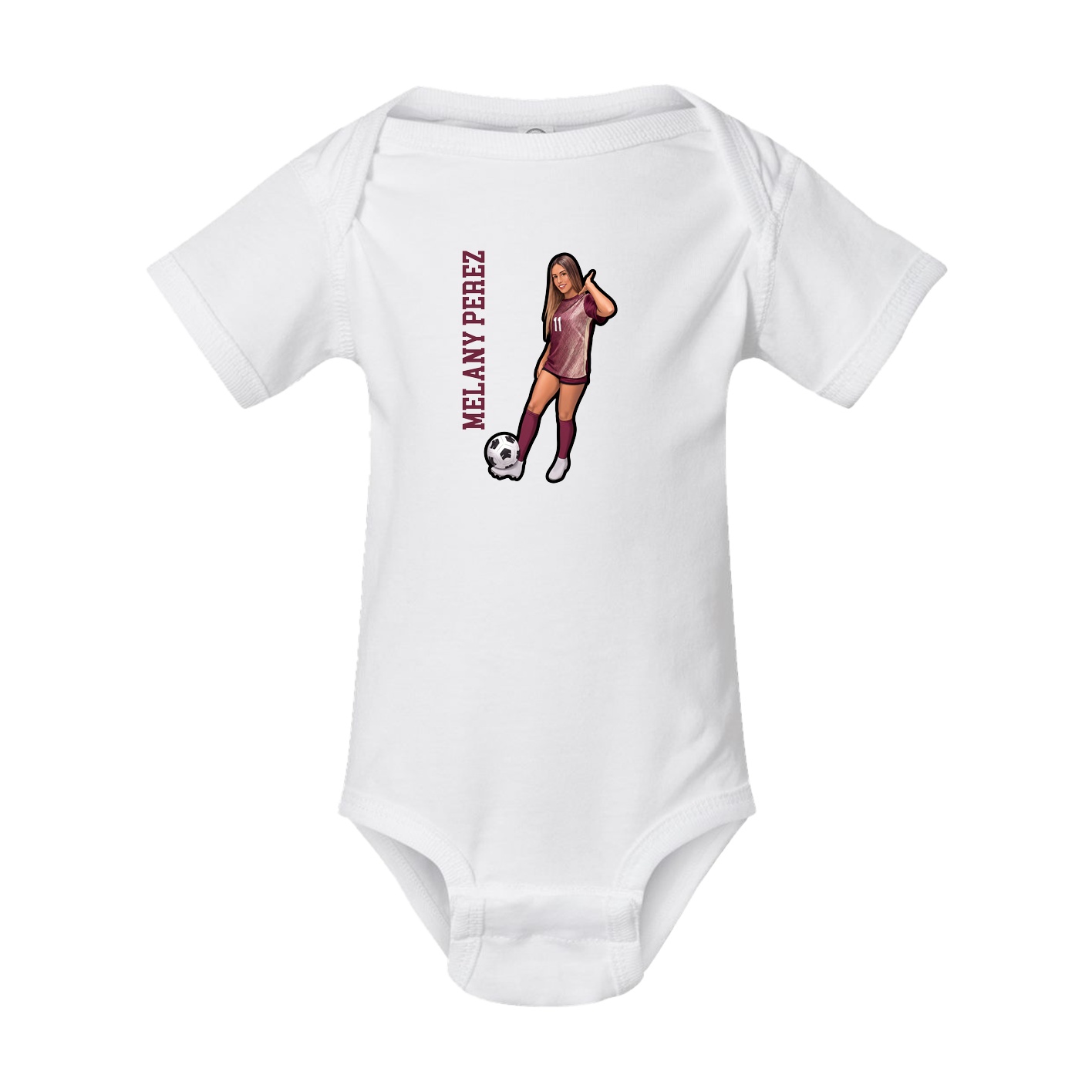 Baby Onesie — Name Vertical in White