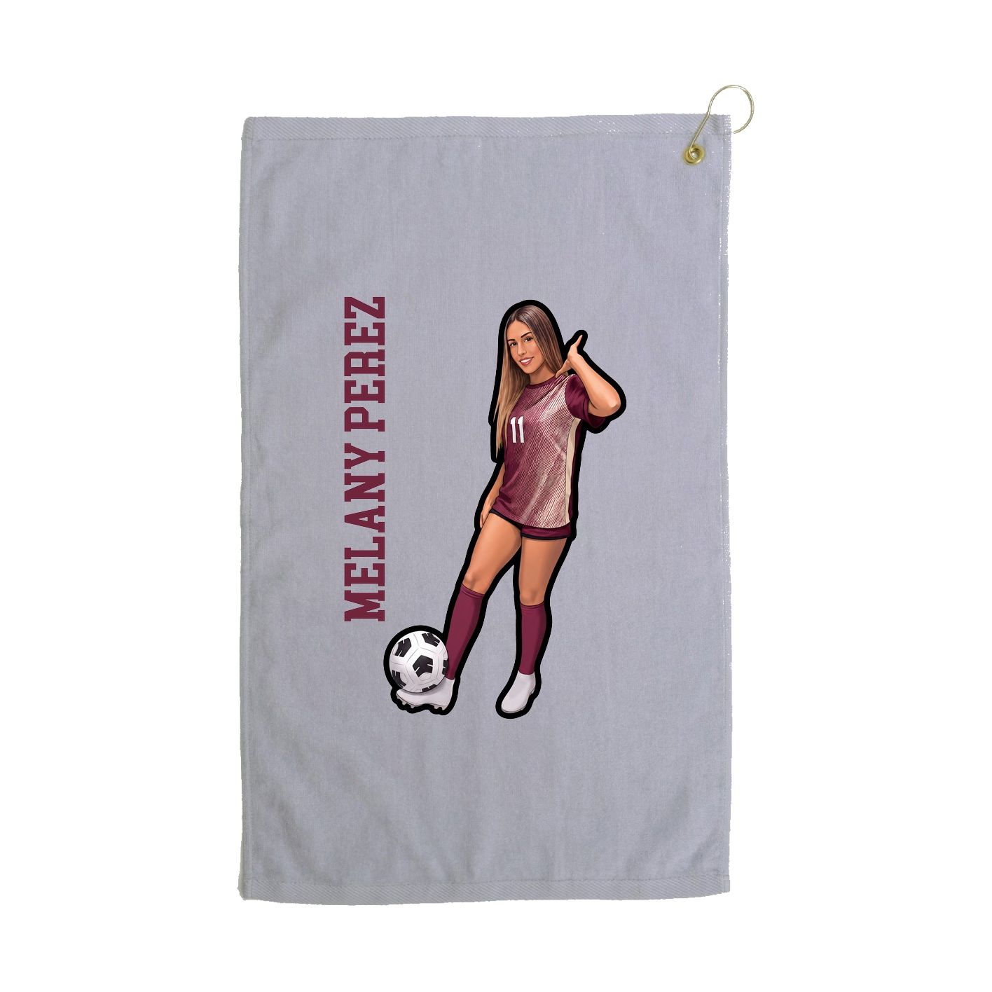 Golf Towel — Name Vertical in Grey