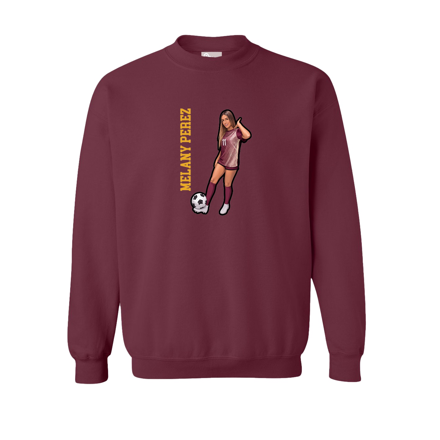 Fleece Crew — Name Vertical in Maroon