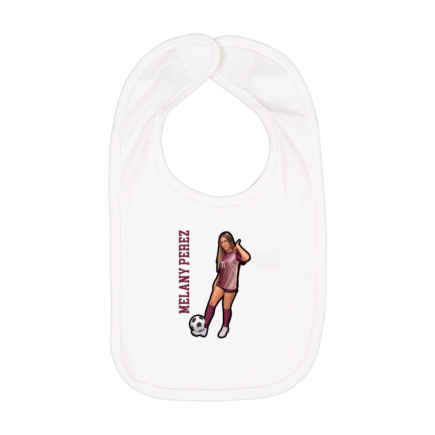 Infant Bib — Name Vertical in White
