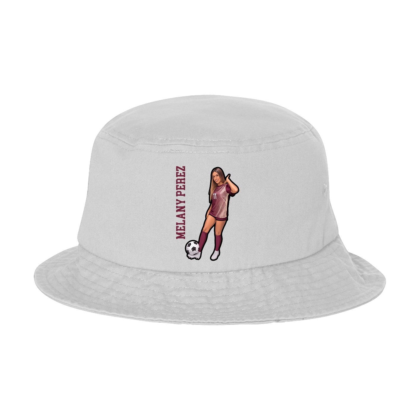 Bucket Cap — Name Vertical in White