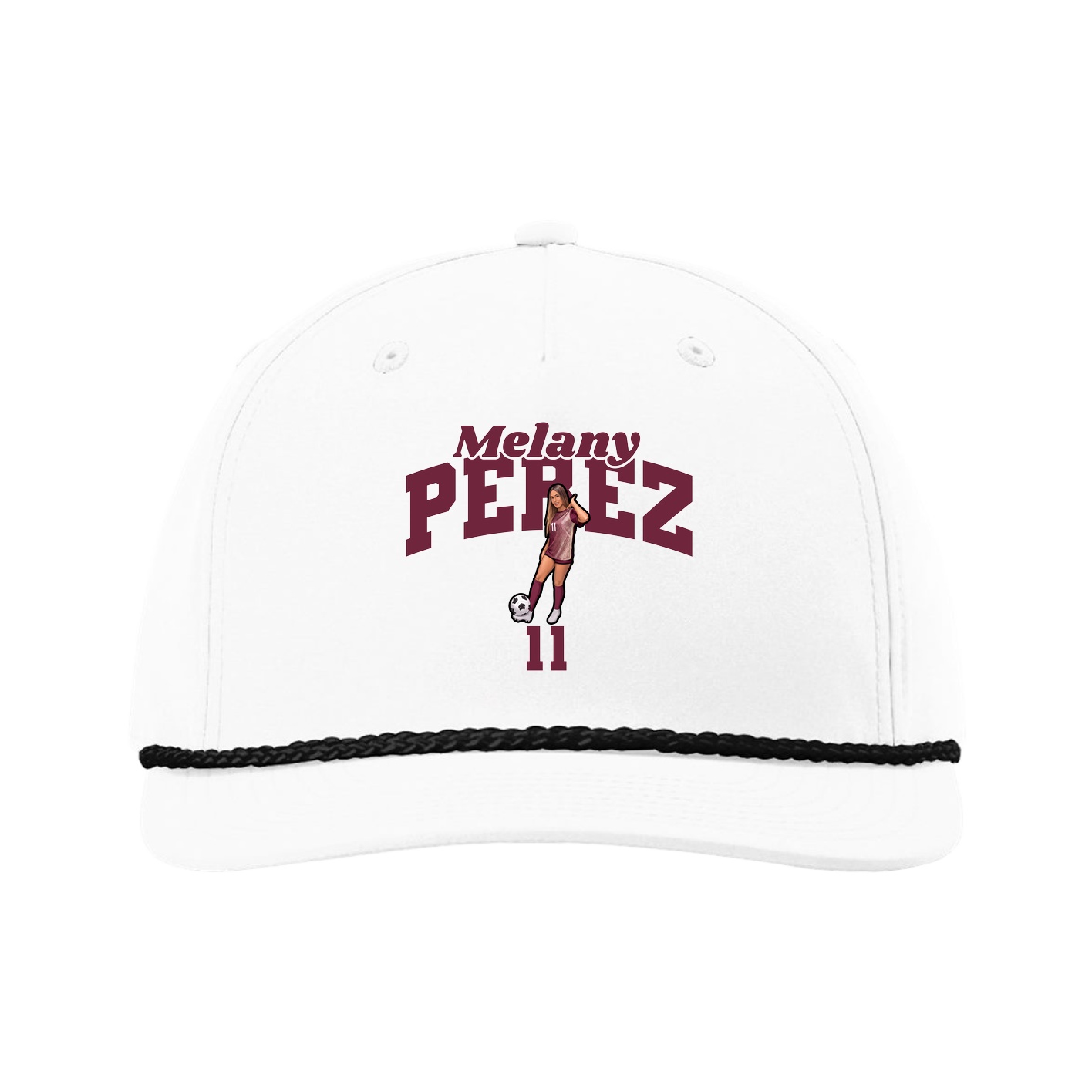 Five-Panel Classic Rope Cap — Signature Arch in White