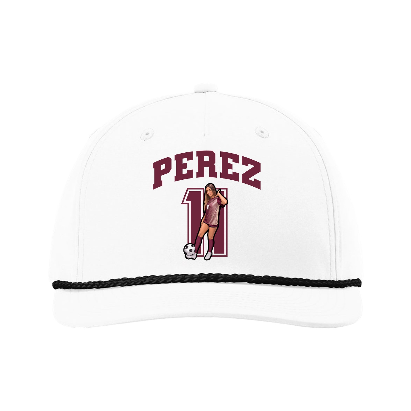 Five-Panel Classic Rope Cap — Number in White