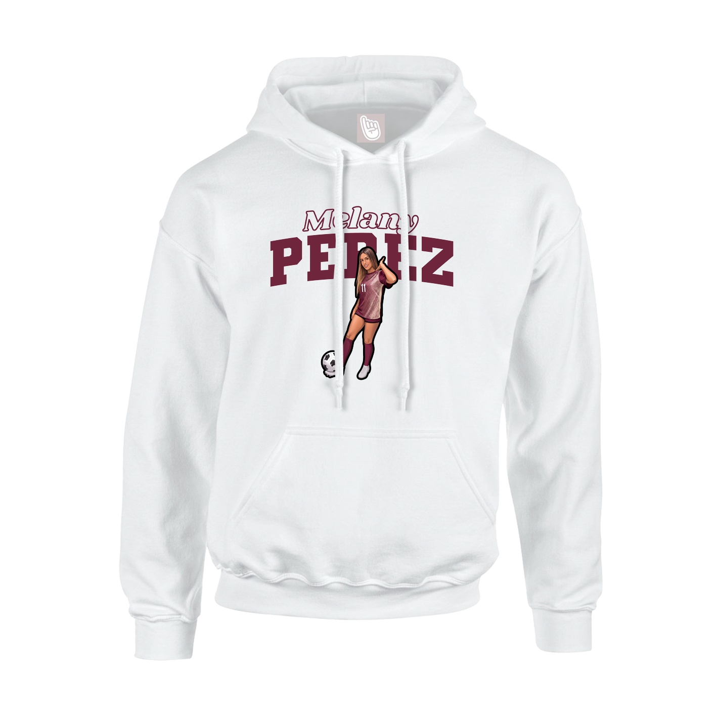 Youth Hoodie — Name Arch in White