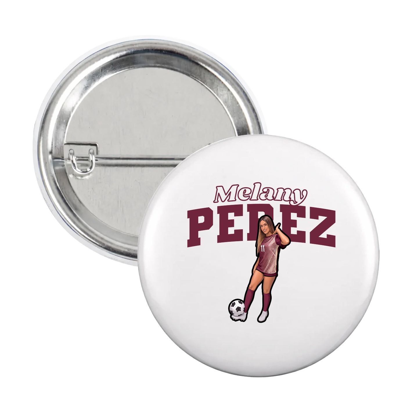 Game Day Button — Name Arch in White