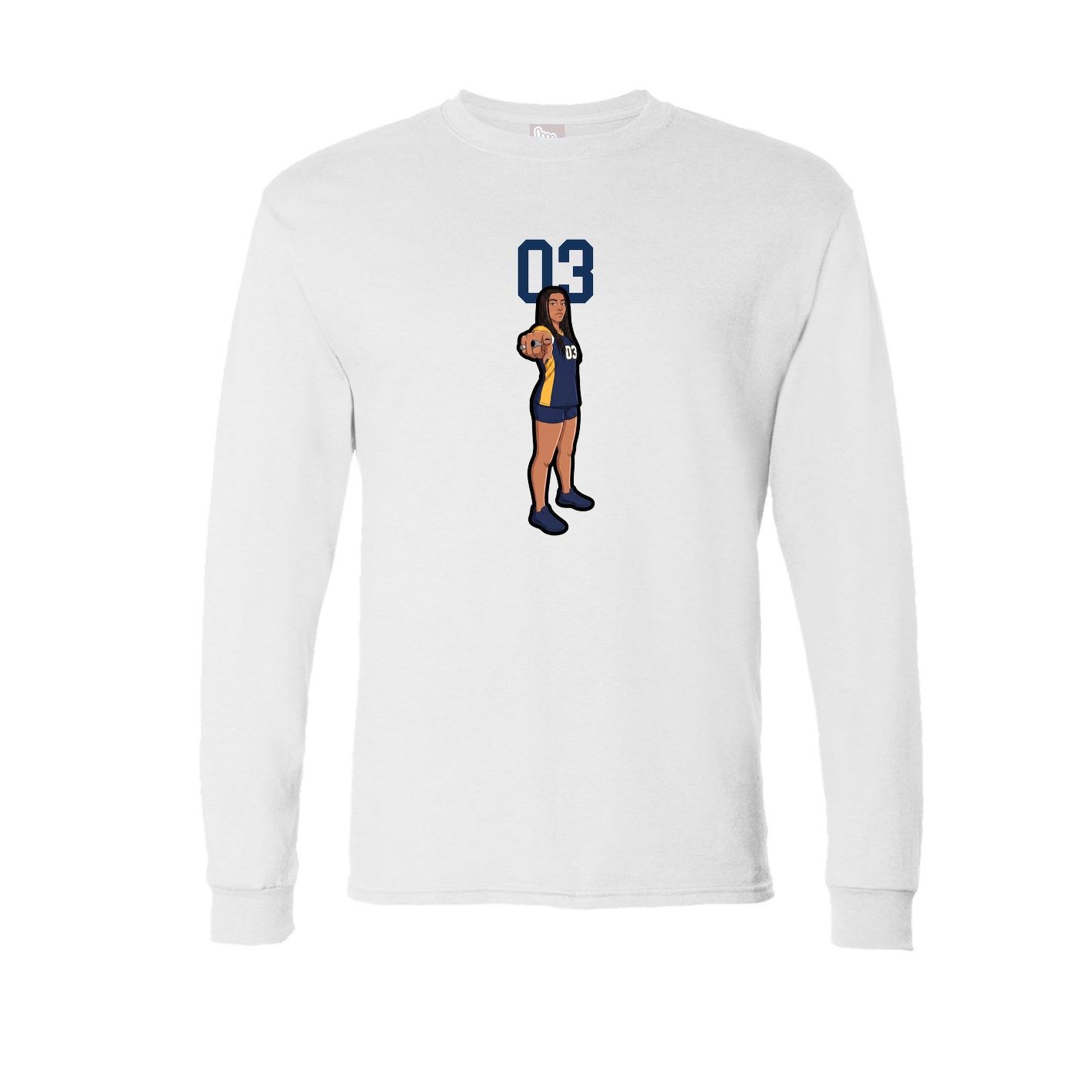 Long Sleeve Tee — Number Top in White