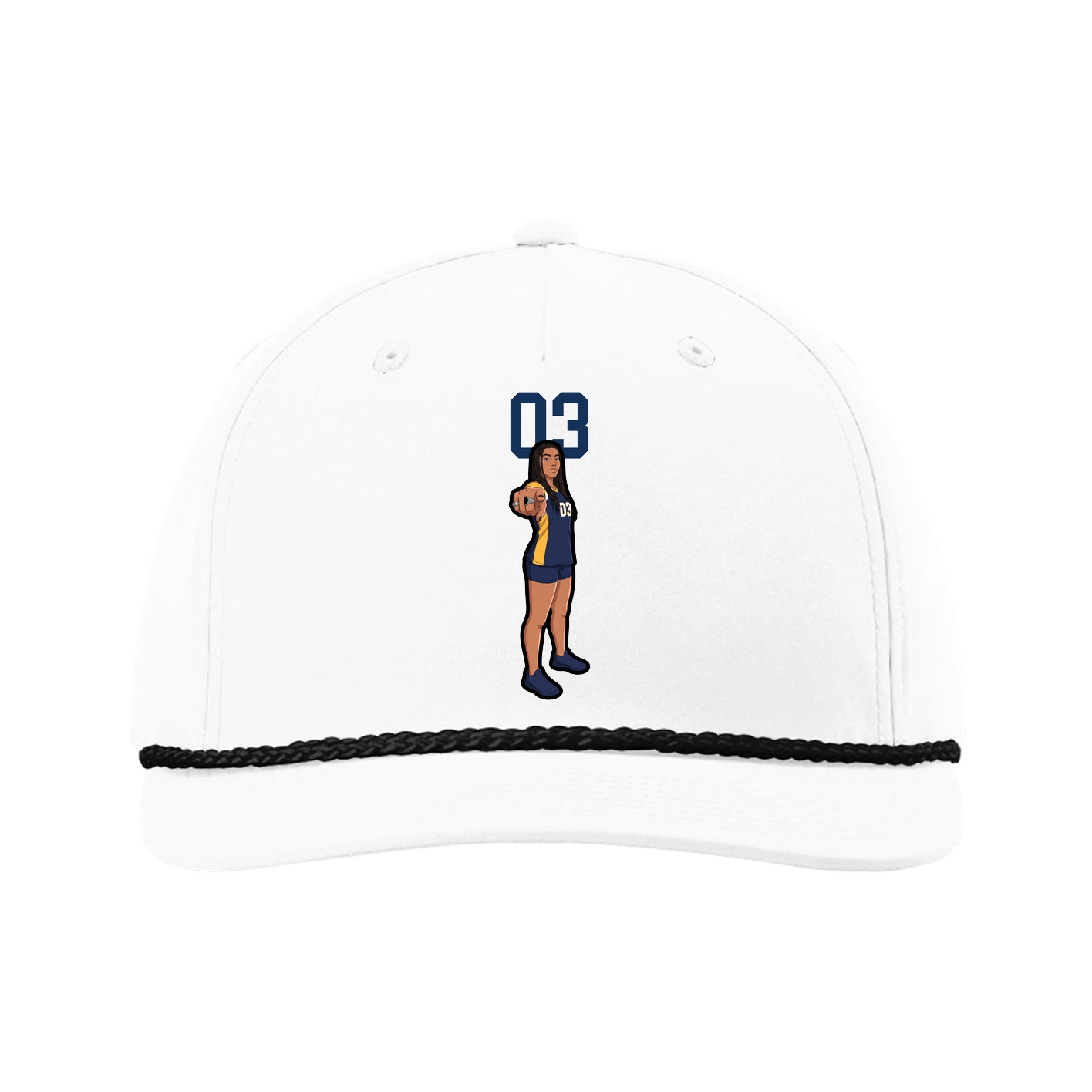 Five-Panel Classic Rope Cap — Number Top in White