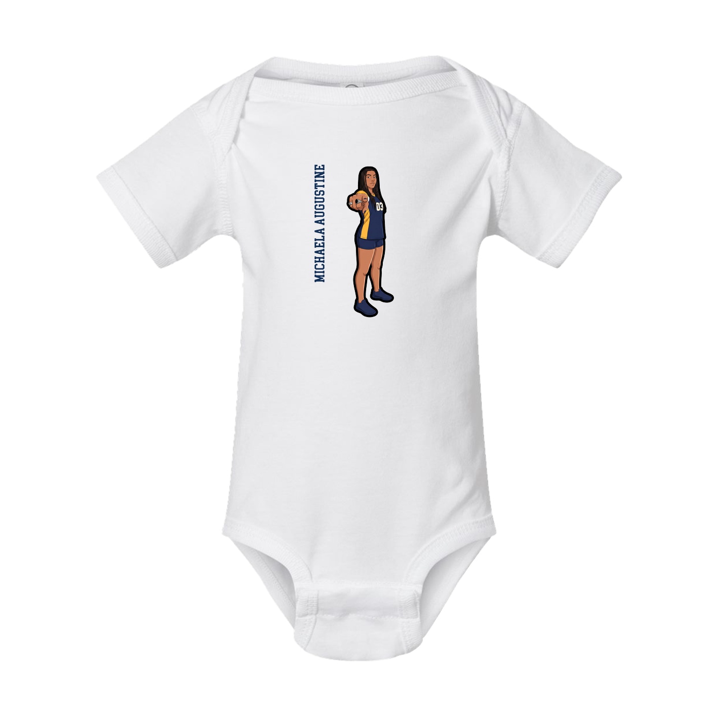Baby Onesie — Name Vertical in White