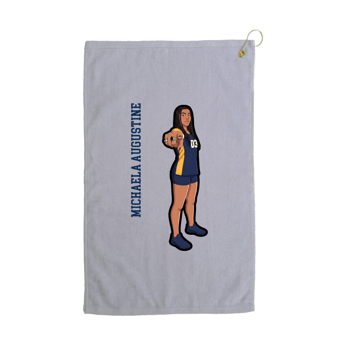Golf Towel — Name Vertical in Grey