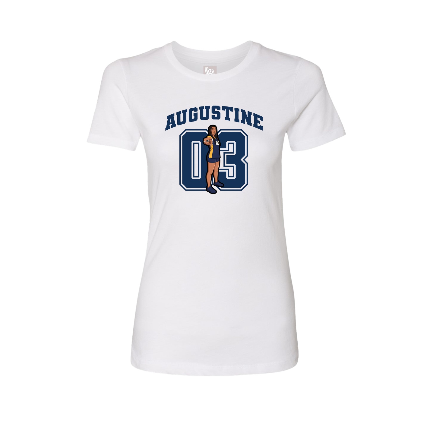 Fitted Women's Tee — Number in White