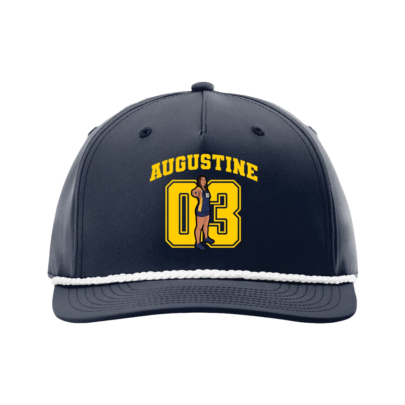 Five-Panel Classic Rope Cap — Number in Navy