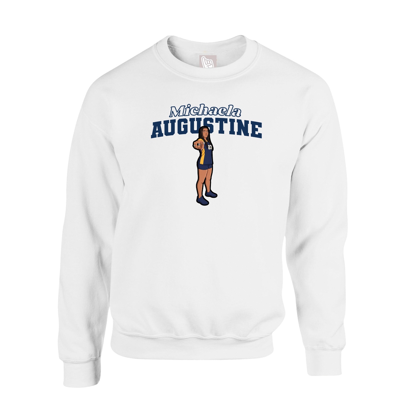 Fleece Crew — Name Arch in White