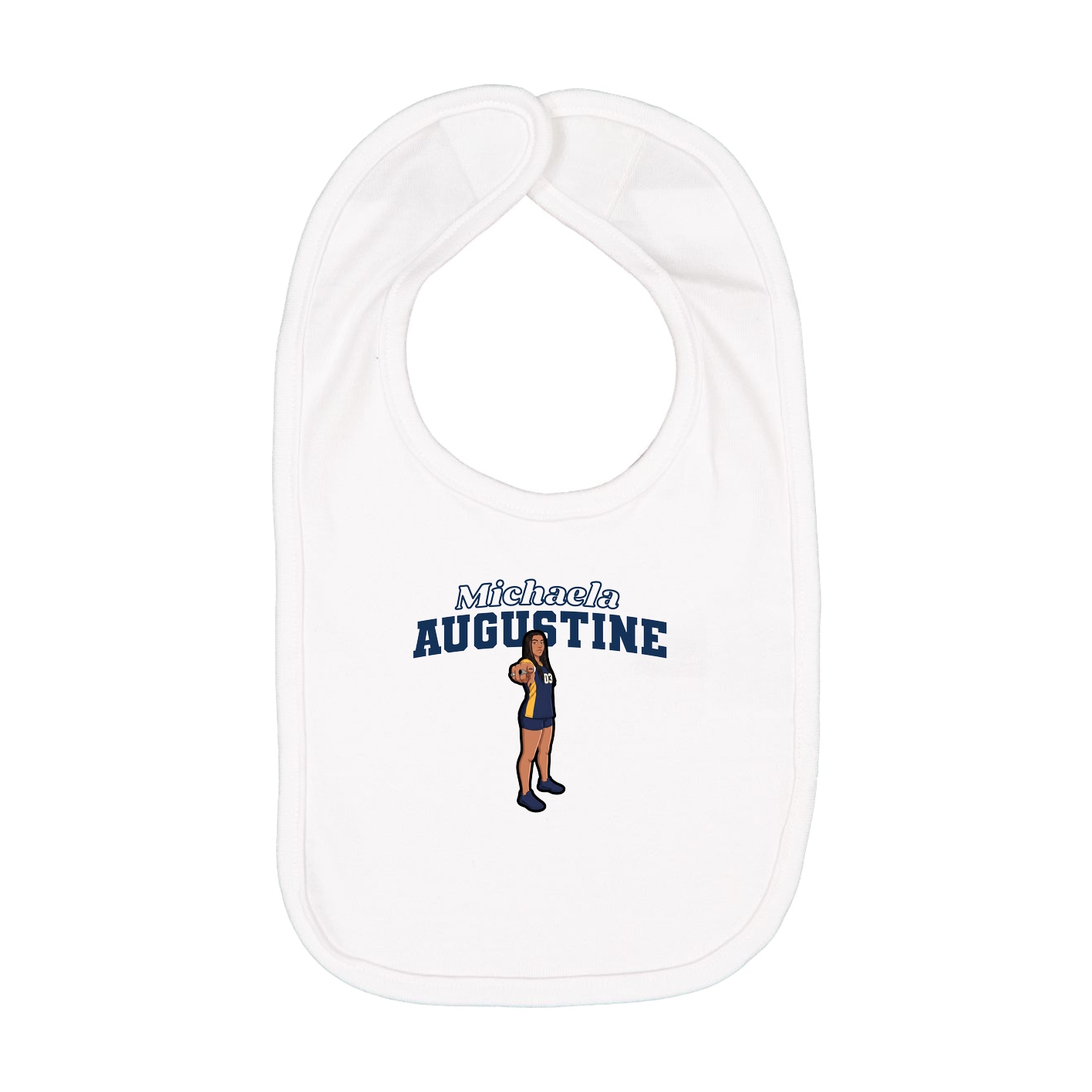 Infant Bib — Name Arch in White